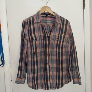 Chaps Blue and Red Casual Button Down Shirt